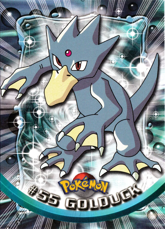 Golduck #55 2nd Print - Black Logo – 1999 Topps Pokemon TV Animation Series 1 Pokémon card
