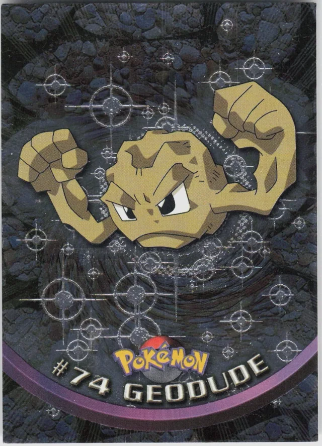 Geodude #74 4th Print - Black Logo · Pokeballs Silver Foil – 1999 Topps Pokemon TV Animation Series 1 Pokémon card