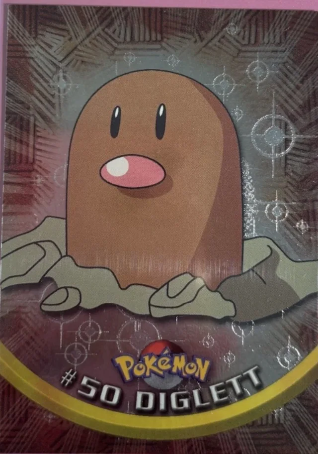 Diglett #50 4th Print - Black Logo · Pokeballs Silver Foil – 1999 Topps Pokemon TV Animation Series 1 Pokémon card
