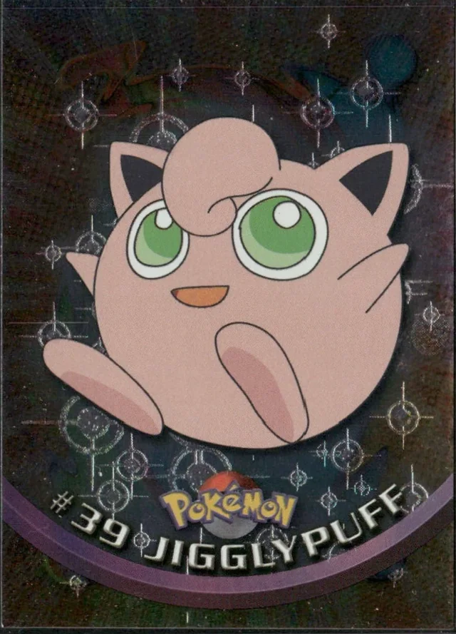 Jigglypuff #39 4th Print - Black Logo · Pokeballs Silver Foil – 1999 Topps Pokemon TV Animation Series 1 Pokémon card