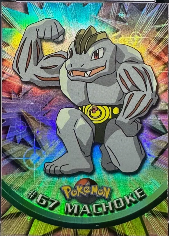 Machoke #67 2nd Print - Black Logo · Sunrays Rainbow Foil – 1999 Topps Pokemon TV Animation Series 1 Pokémon card