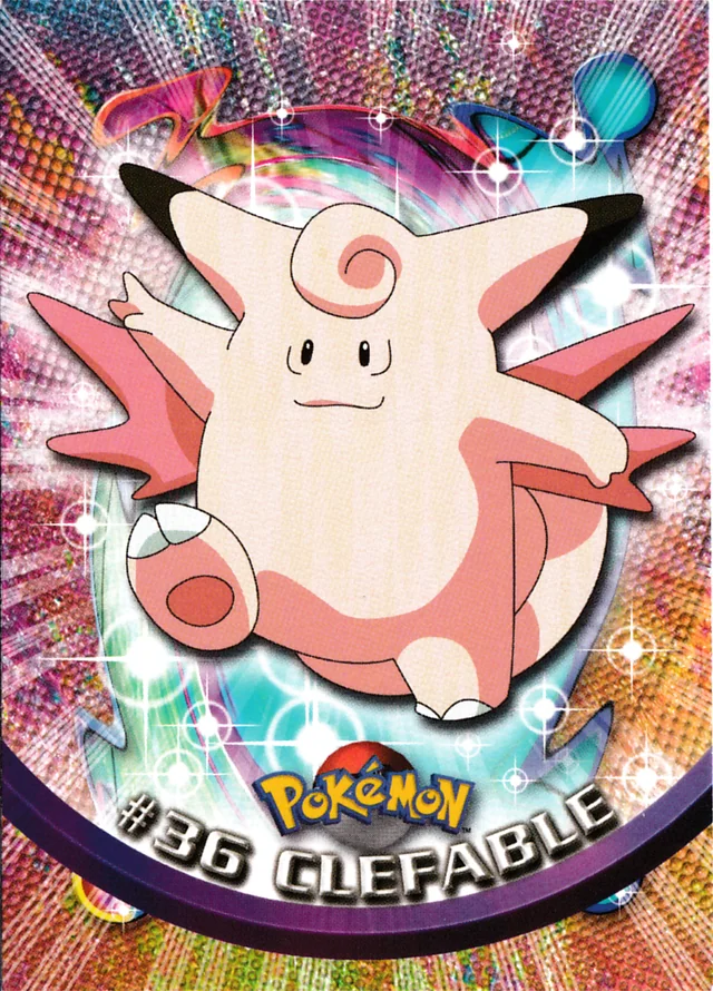 Clefable #36 3rd Print - Green Logo – 1999 Topps Pokemon TV Animation Series 1 Pokémon card