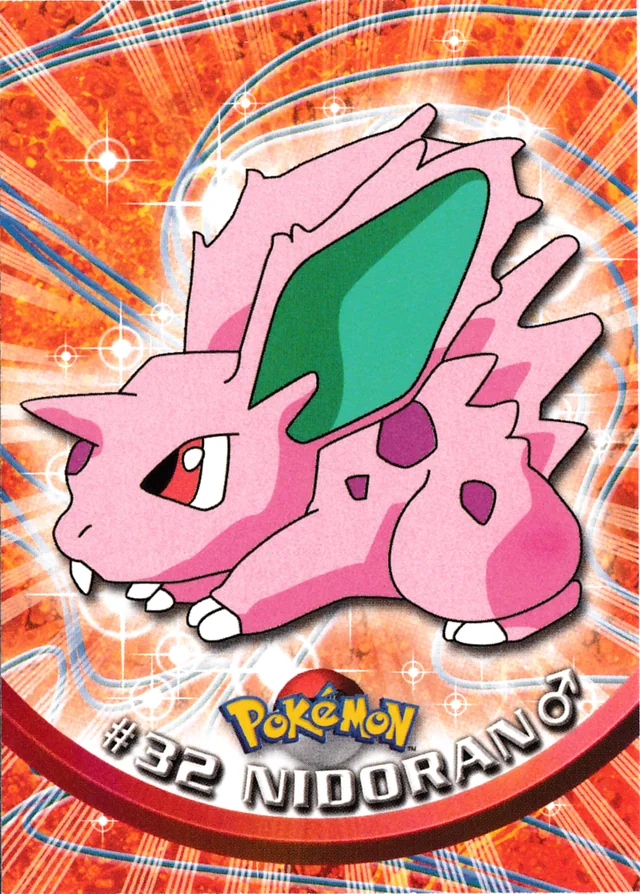 Nidoran♂ #32 2nd Print - Black Logo – 1999 Topps Pokemon TV Animation Series 1 Pokémon card