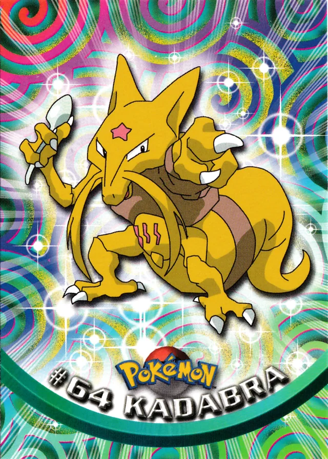 Kadabra #64 3rd Print - Green Logo – 1999 Topps Pokemon TV Animation Series 1 Pokémon card