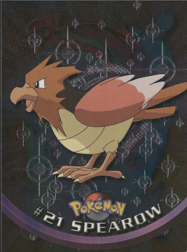 Spearow #21 4th Print - Black Logo · Pokeballs Silver Foil – 1999 Topps Pokemon TV Animation Series 1 Pokémon card