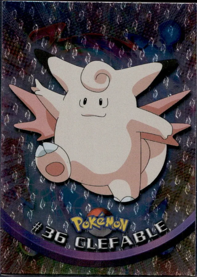 Clefable #36 3rd Print - Black Logo · Flames Silver Foil – 1999 Topps Pokemon TV Animation Series 1 Pokémon card