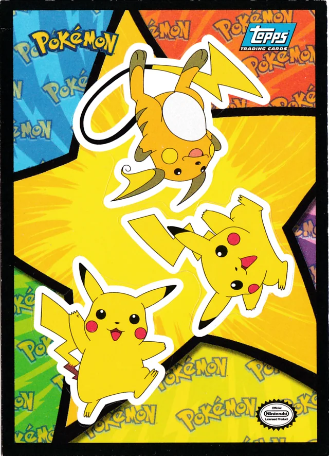Pikachu , Pikachu, Raichu #S7 1999 Topps Pokemon The First Movie Pokémon card