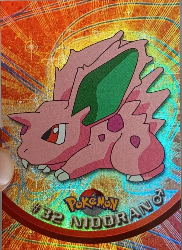 Nidoran♂ #32 4th Print - Black Logo · Pokeballs Rainbow Foil – 1999 Topps Pokemon TV Animation Series 1 Pokémon card