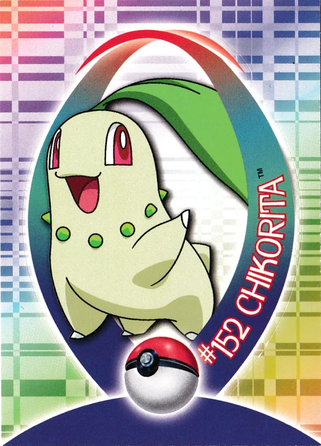 Chikorita #S1 sticker – 2001 Topps Pokemon Johto Series 1 Pokémon card