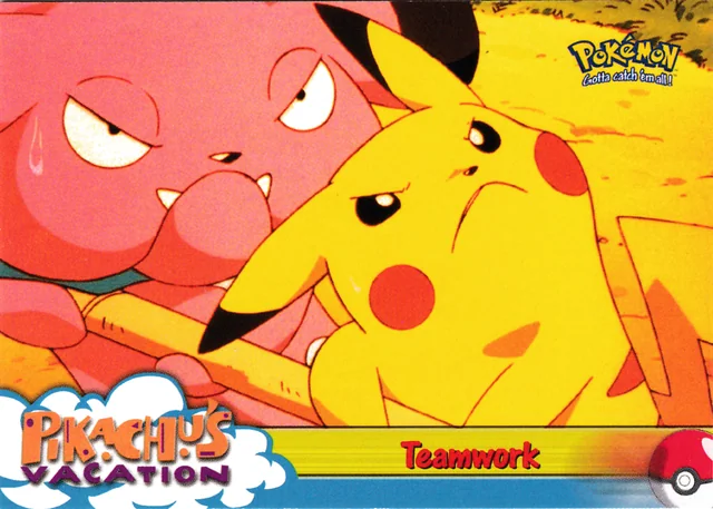Teamwork #54 1st Print - Blue Logo – 1999 Topps Pokemon The First Movie Pokémon card