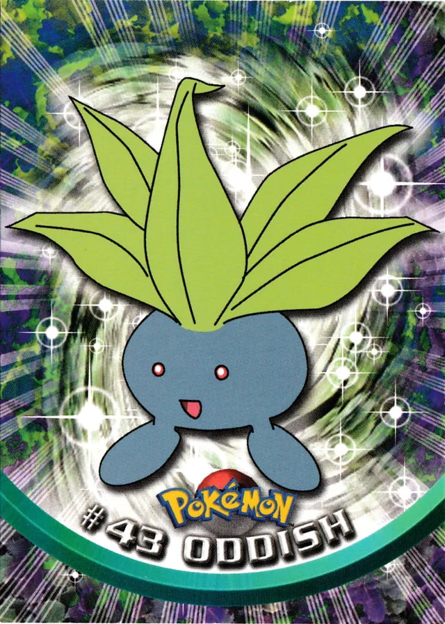 Oddish #43 1st Print - Blue Logo – 1999 Topps Pokemon TV Animation Series 1 Pokémon card