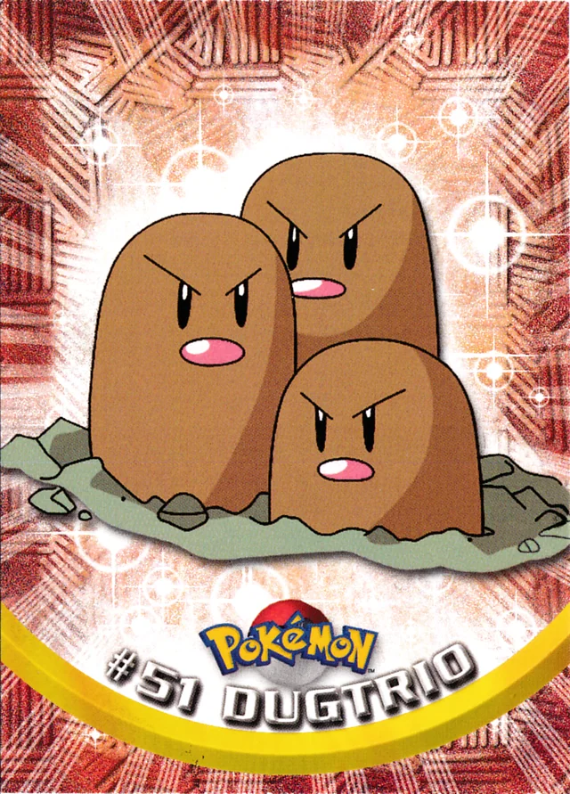 Dugtrio #51 1st Print - Blue Logo – 1999 Topps Pokemon TV Animation Series 1 Pokémon card